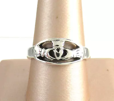 Men's Vintage .925 Sterling Silver Claddagh Ring Heavy Size 11 Open Work • $31.96