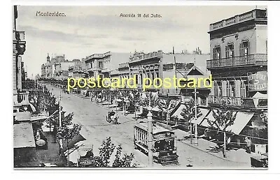 URUGUAY MONTEVIDEO - AVENIDA 18 DEL JULIO. OLD POST CARD  C.1910 #1033. • $15