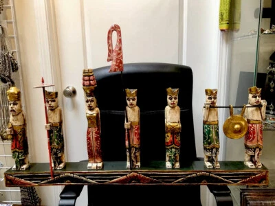 $400 • Buy Statue Figurines Bali Procession Hand Carved Wood Indonesian Asian Art 40  X 23 