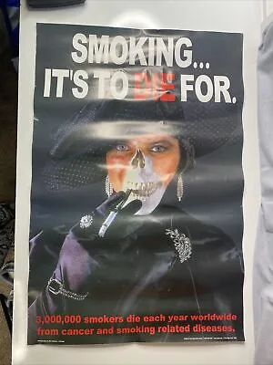 Vintage 1999 Anti-Smoking Poster Cigarettes Health & Drug Education Series 3'x2' • $175
