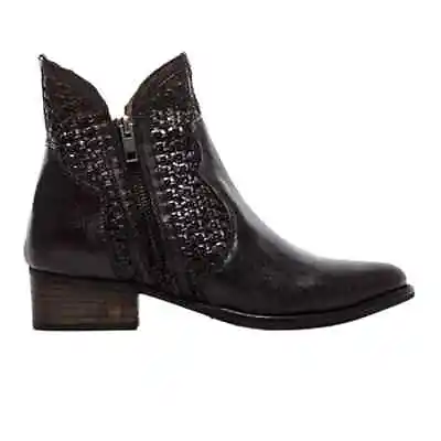 Seychelles For Anthropologie Black Leather Flip A Coin Bootie - Size 8 • $50
