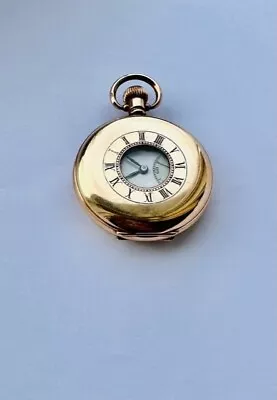 50mm Antique Top Wind Rolled Gold Half Hunter Pocket Watch Dennison Case Watches • £245