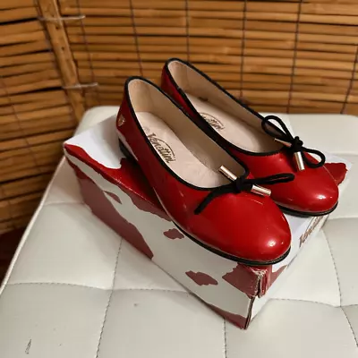 Venettini Girls Patent Leather Bianca Ballet Flat Shoes Dark Red Size 11.5 NWT • $48