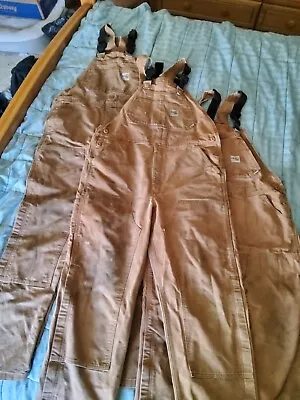 Carhartt Men's FR Bib Overalls - Brown Excellent Used Condition  Tall Sized • $35.99