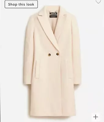 New With Tag Size 2 Small J Crew Daphne Coat Ivory 2P Creme Boiled 100% Wool • $125