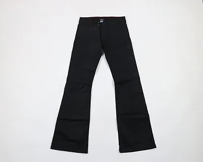 NOS Vtg Y2K Von Dutch Women 25 Spell Out Wide Leg Flared Stretch Jeans Black USA • $79.95