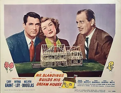 Mr. Blandings Builds His Dream House Cary Grant Myrna Loy Lobby Card #6 (1948) • $400