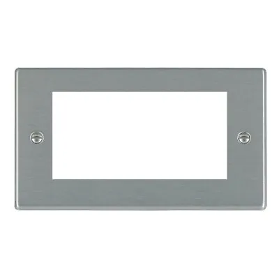 Hamilton EuroFix Hartland Satin Steel 4 Gang 50x100mm Aperture Plate 74EURO4 • £7.49