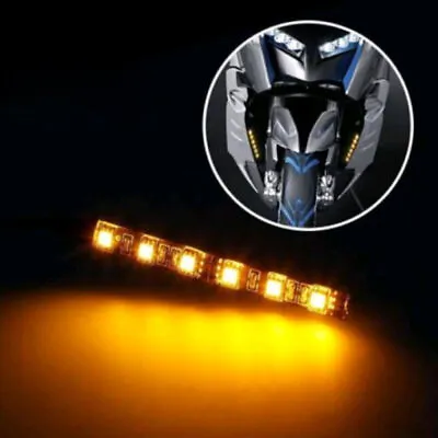 2x/Set Flexible 6 LED Amber Bulb Strip Motorcycle Parts Motor Turn Signal Lights • $9.65