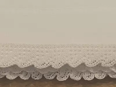 Vintage White Cotton 72  X 90  Flat Sheet W/ Fine Scalloped Crochet Trim • $19.99