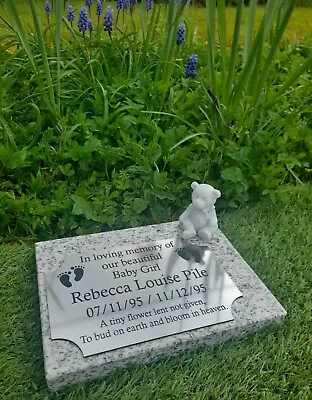 Personalised Solid Granite Memorial Grave Marker Plaque Stone Baby Boy Girl • £54.99