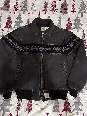 RARE Vintage Aztec Santa Fe Carhartt Navajo Jacket Black Size Large 1995 JQ0505 • $365