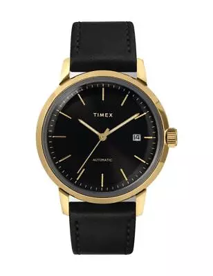 Mens Automatic Wristwatch TIMEX MARLIN TW2T22800 Leather Black Golden • $335.75