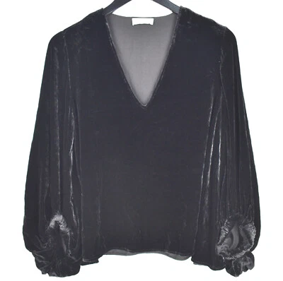 $130 • Buy Scanlan Theodore Relaxed Velvet Puff Sleeve Blouse Size 10 12