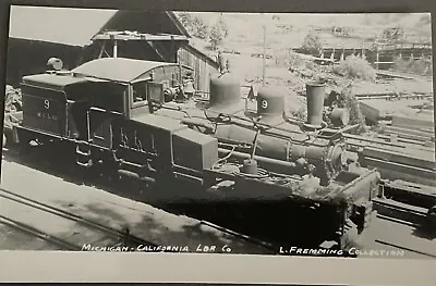 Michigan California Lumber Co Locomotive #9 Sierra Nevada Mountains. RPPC • $11.95