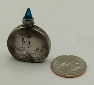 Antique MINIATURE MEXICAN SILVER Perfume Bottle Decanter With Stick Etched 1.25  • $39