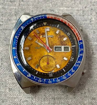 Seiko 6139-6002 Chronograph Automatic Watch POGUE PEPSI Vintage Men Gold Dial • $200