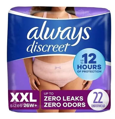 Always Discreet Adult Incontinence Underwear For Women Size XXL 22 CT • $21.47
