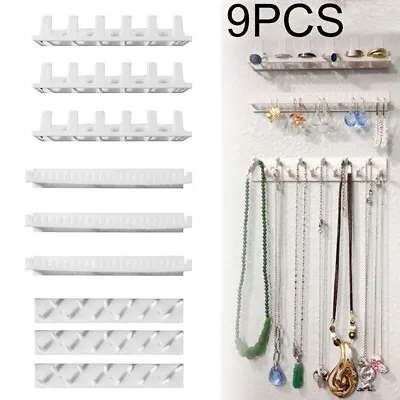 9Pcs Jewelry Organizer Wall Hanger Holder Stand Necklace Bracelet Earring Hook • £4.69