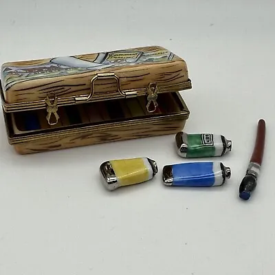 VTG 90’s Limoges Peint Main Painters Artist Box Hinged Trinket Box • $125