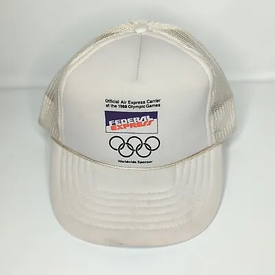 Vtg Seoul Korea 1988 Olympics Trucker Hat Mesh Snapback Federal Express Sponsors • $15.99
