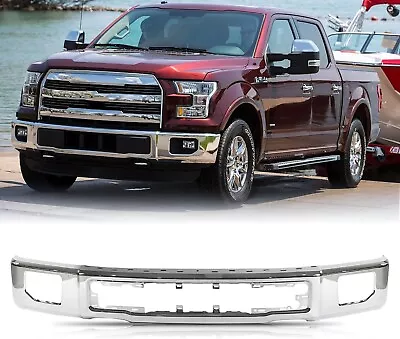 Fit 2015 2016 2017 Ford F150 F-150 Front Bumper Face Bar W/Fog Light Hole Chrome • $289