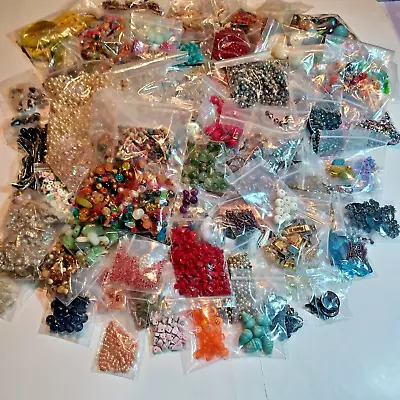 14+ Lb Vtg To Now Bead Lot Jewelry Making Crafting Glass Stone Crystal Metal • $85