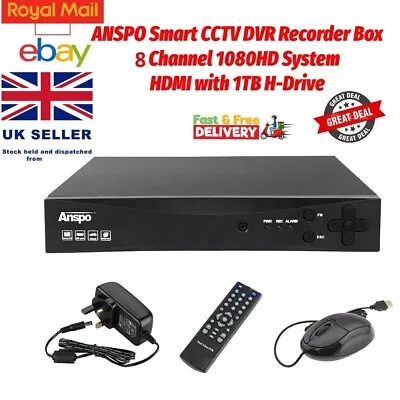 ANSPO Smart CCTV DVR Recorder Box 8 Channel CH 1080 HD System HDMI - Great Price • £52.99