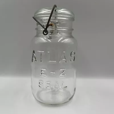 Vintage Atlas E-Z Seal Canning Mason Jar W/ Wire Bail And Glass Lid • $4.93