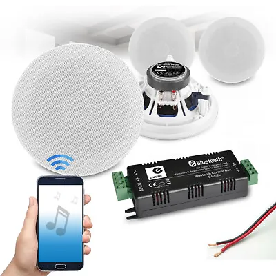 4x 5.25  Bluetooth Ceiling Speaker System Home Audio Cafe Bar Shop Music Set • £180