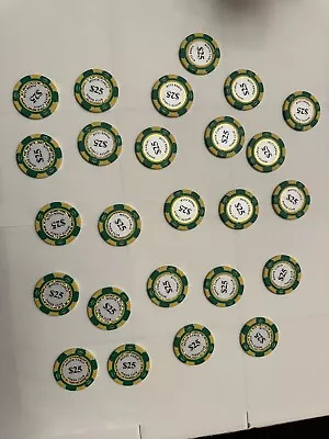 25 Monte Carlo Poker Club Green $25 14g Clay Composite Poker Chip Crown • $20