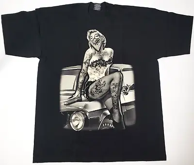 Marilyn Monroe T-shirt Tattoo Art Urban Streetwear Tee Men's 2XL Black New • $17.95