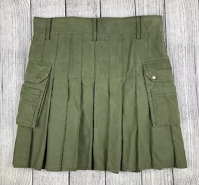 Modern Kilts Mens Canvas Ulitility Olive Kilt Military Cargo Pockets Size 40 • $60