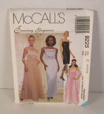 McCall's Evening Elegance 9225 Lined Dresses Scarf Misses 10-14 Pattern Uncut • $6.99