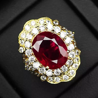 Ravishing Vivid Red Ruby Rare 9.2Ct 925 Sterling Silver Handmade Rings Size 5.75 • $34.99