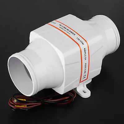 12V 3inch In Line Marine Bilge Air Blower Mute Strong Ventilation Fan For Yacht • $58.45