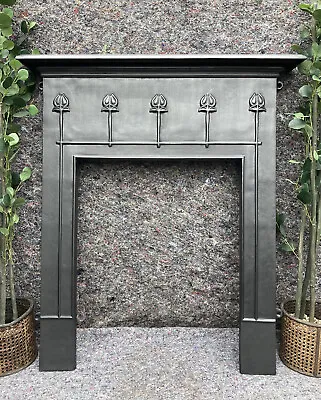 £480 • Buy Large Victorian Art Nouveau Style Cast Iron Fireplace / Fire Woodburner Surround