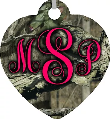 Personalized Custom Monogrammed Initials Camo Mossy Oak Woods Heart Necklace NEW • $12.80