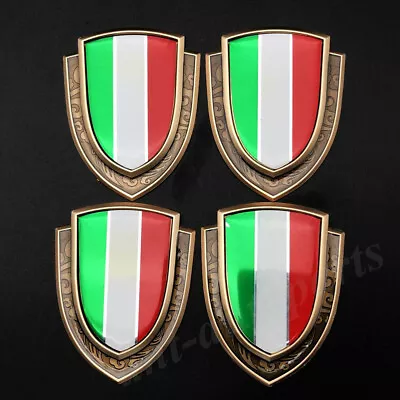 4pcs Gold Italy Italian Flag Fender Trunk Window Side Emblem Badge Decal Sticker • £23.82