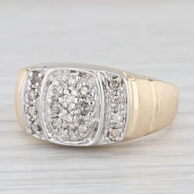 Men's 0.40ctw Diamond Cluster Ring 10k White Yellow Gold Size 12.75 • $599.99