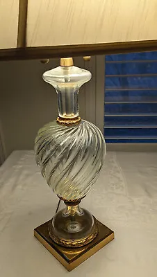 Finest Quality Vintage MARBRO Clear Murano Glass Table Lamp Hollywood Regency • $1450