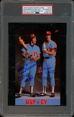 Mike Schmidt Steve Carlton HOF Signed 1984-86 Nike Poster Cards PSA/DNA 9 AUTO • $103.50