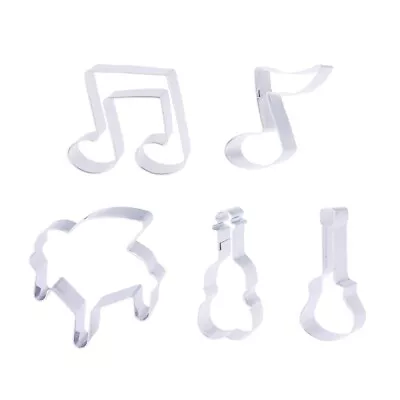  5 Pcs Stainless Steel Cookie Cutters Creative Musical Instrument Note Cutting • $10.28