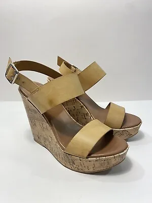 Mossimo Supply Co Women’s Tan Wedge Heel Strappy Sandals Size 7 • $19.99