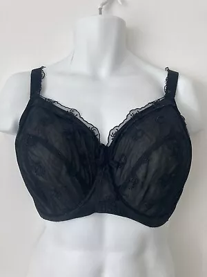 Panache Black Lace Superbra Eliza Balconette Bra 32jj 32 JJ • £12.99