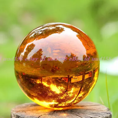  Amber Asian Rare Natural Quartz Magic Crystal Healing Ball Sphere 60mm + Stand • $17.95