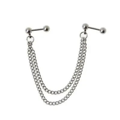 £3.04 • Buy Chic Cartilage Double Piercing Holes Chain Hoop Earrings Minimalist Bar Stud