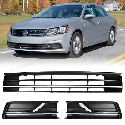 For 2016-2019 VW Passat S Front Bumper Lower Grille + Fog Light Bezels Cover Set • $90.25