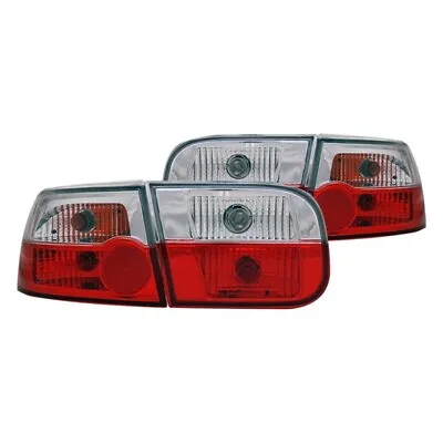 92-95 Honda EG EH Civic Coupe Sedan Red And Clear Tail Lights Euro Crystal Lens • $104