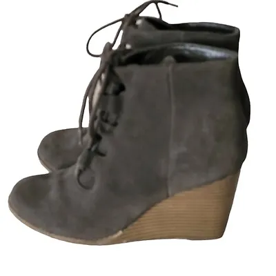 Sonoma Nina Lace Up Womens Suede Olive Tam Wedge Ankle Boot Size 8M  • $16